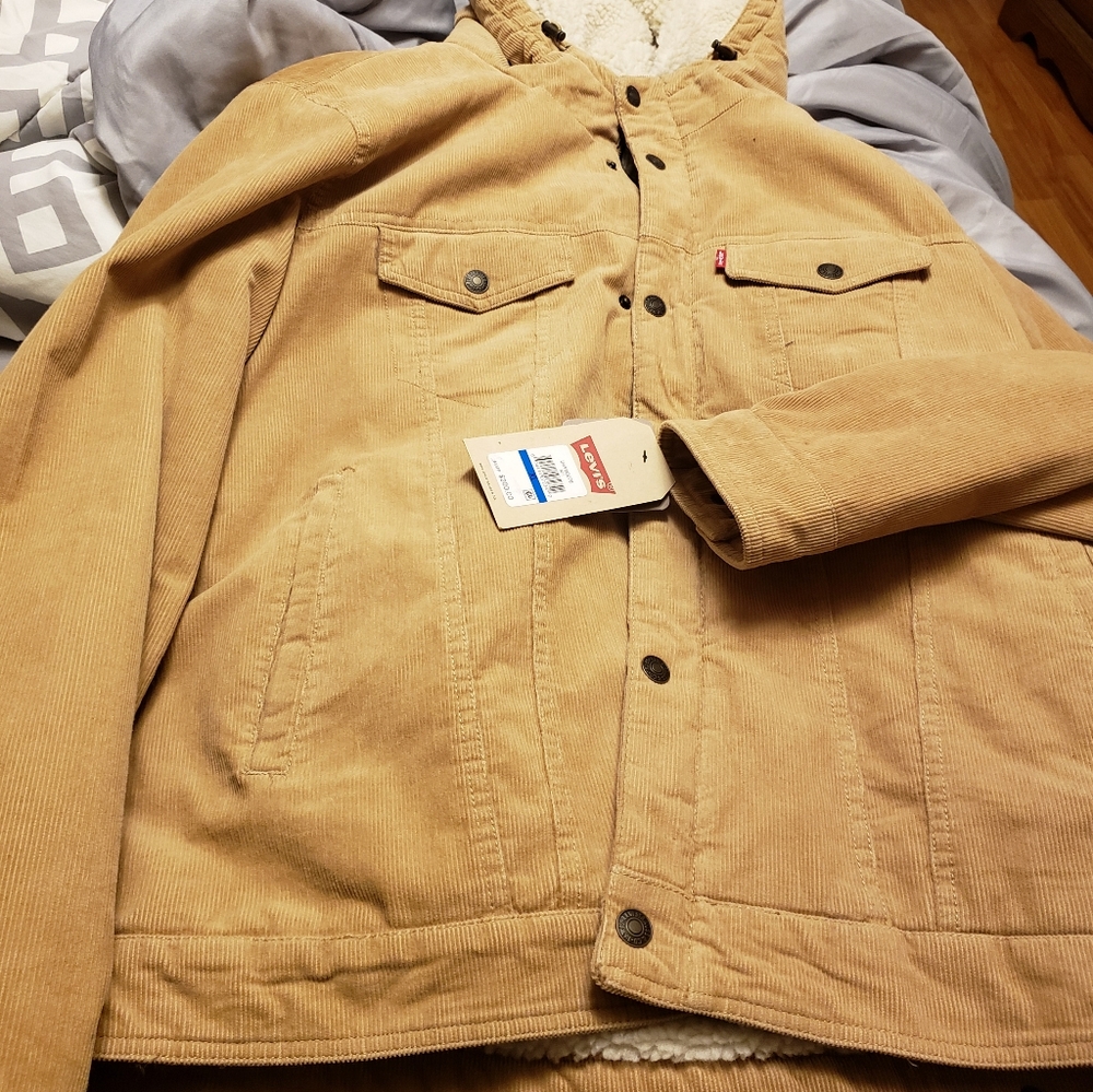 New Men's Large corduroy coat with fleece  lining